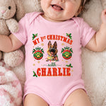 Baby And Pet Frist Christmas - Personalized Baby Bodysuit