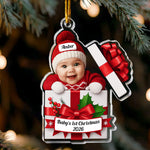 Baby Christmas Gift Box 2D Flat Christmas Ornament - Personalized Acrylic Photo Ornament