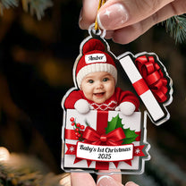 Baby Christmas Gift Box 2D Flat Christmas Ornament - Personalized Acrylic Photo Ornament