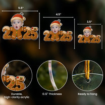 Baby Christmas Gingerbread Cookie - Personalized Acrylic Photo Ornament