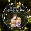 Baby First Christmas As A Family Of Three - Personalized Circle Acrylic Ornament