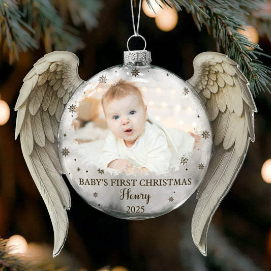 Baby First Christmas Ornament - Personalized Glass Photo Ornament
