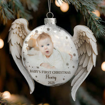 Baby First Christmas Ornament - Personalized Glass Photo Ornament
