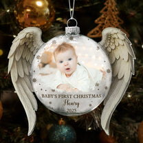 Baby First Christmas Ornament - Personalized Glass Photo Ornament