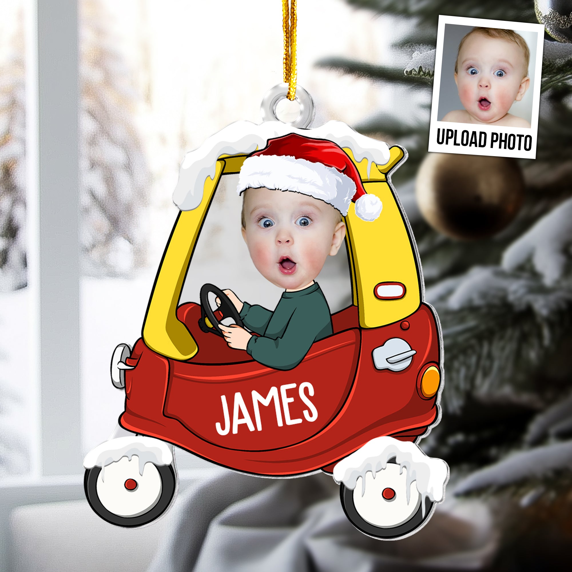 Baby In Car - Personalized Acrylic Photo Ornament