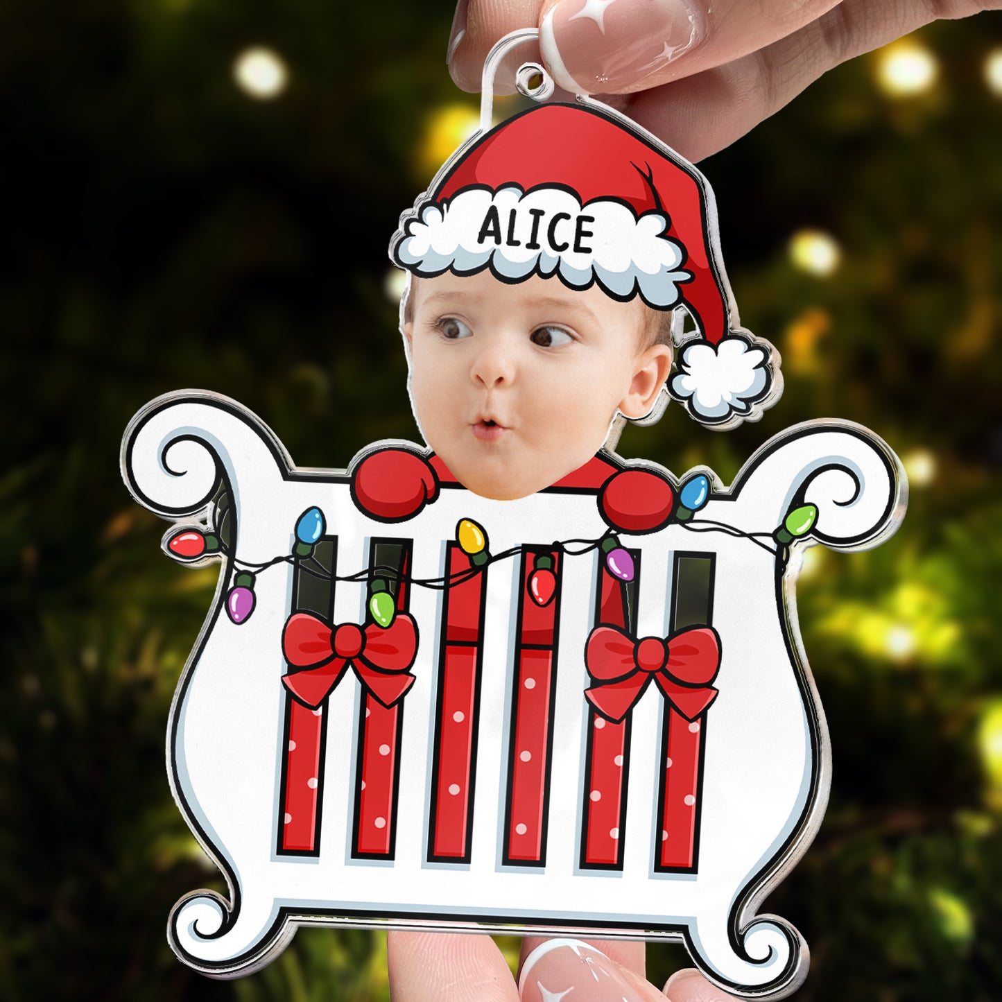 Baby In Crib - Personalized Acrylic Photo Ornament