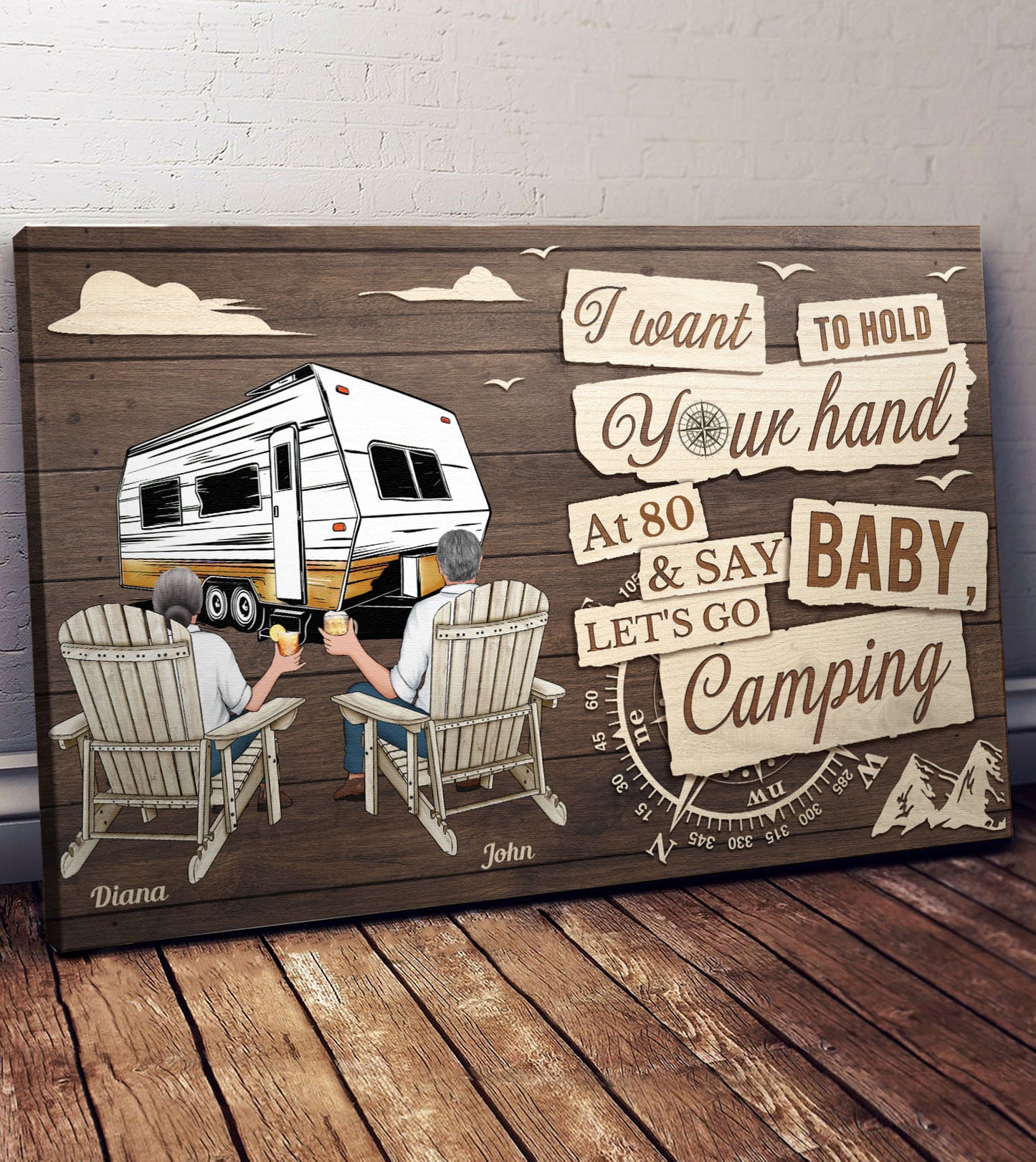 Baby Let's Go Camping At 80 - Personalized Wrapped Canvas