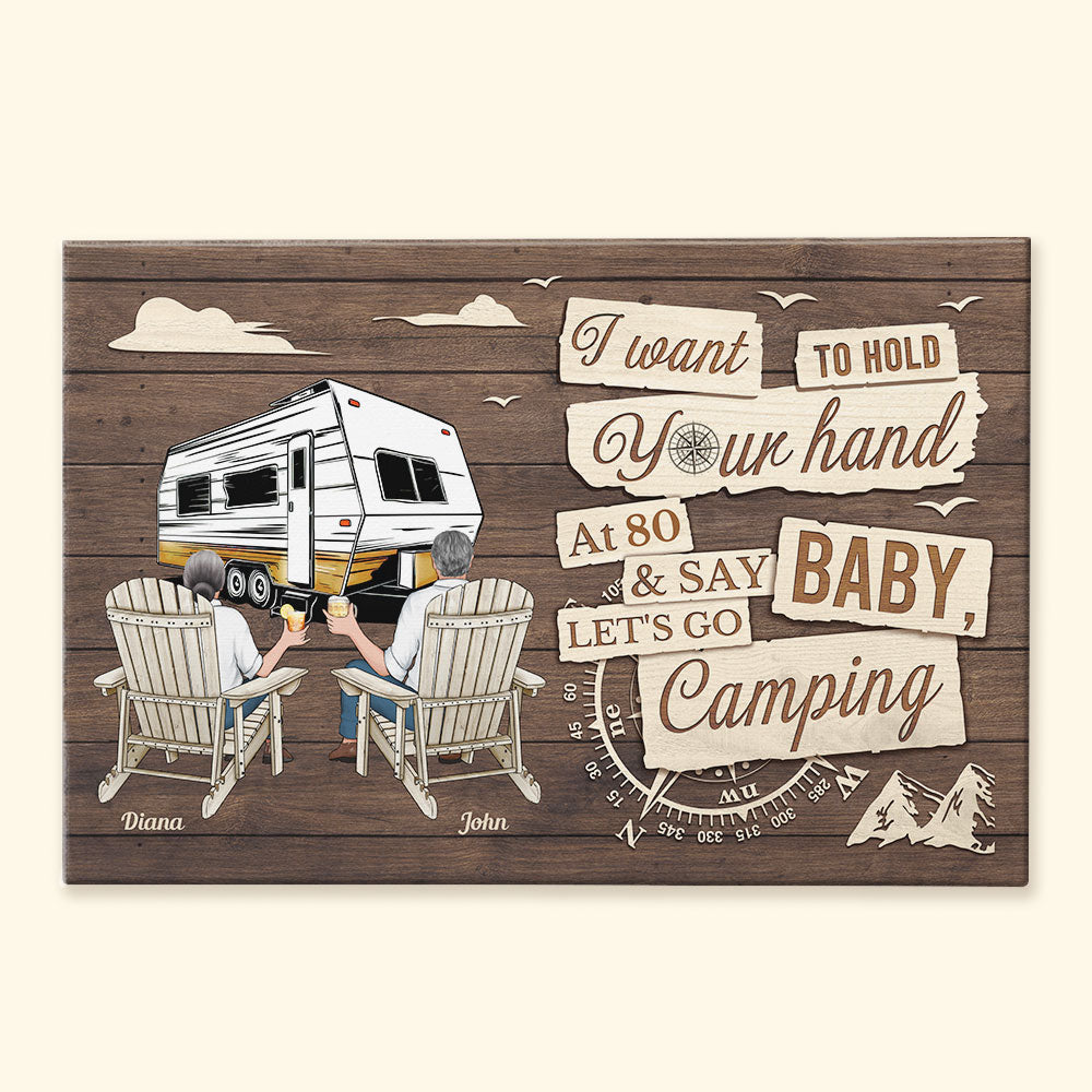 Baby Let's Go Camping At 80 - Personalized Wrapped Canvas