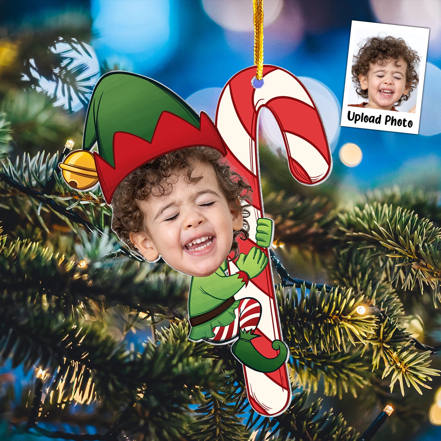 Baby Little Elf - Personalized Acrylic Photo Ornament