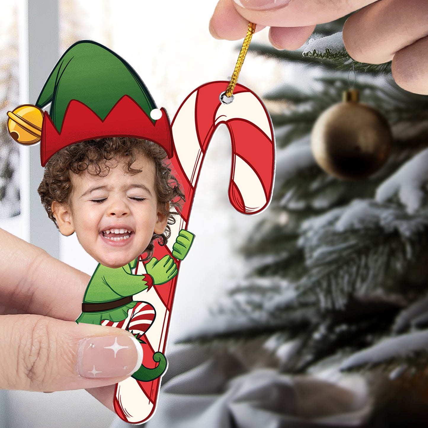 Baby Little Elf - Personalized Acrylic Photo Ornament