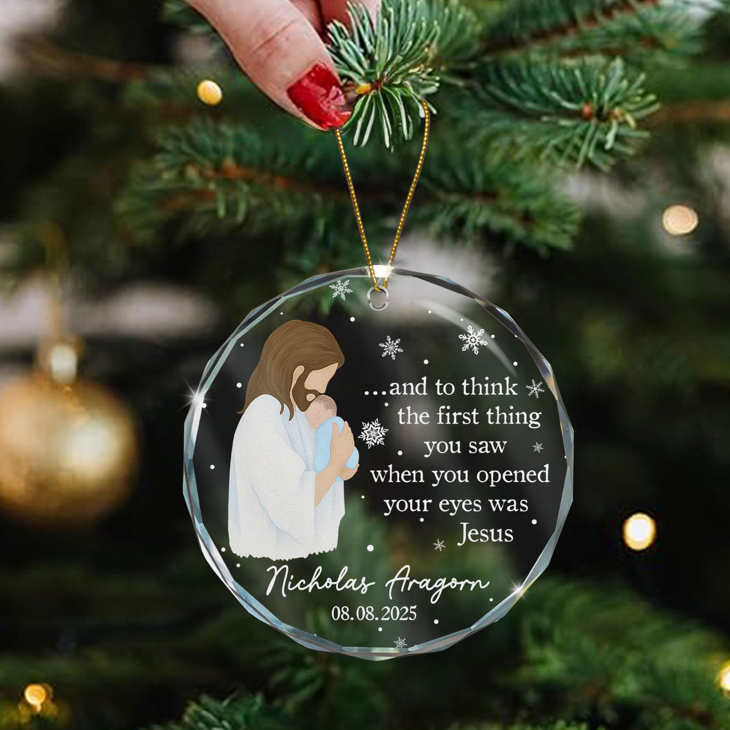 Baby Of Jesus Keepsake Infant Loss Sympathy Gift - Personalized Glass Ornament