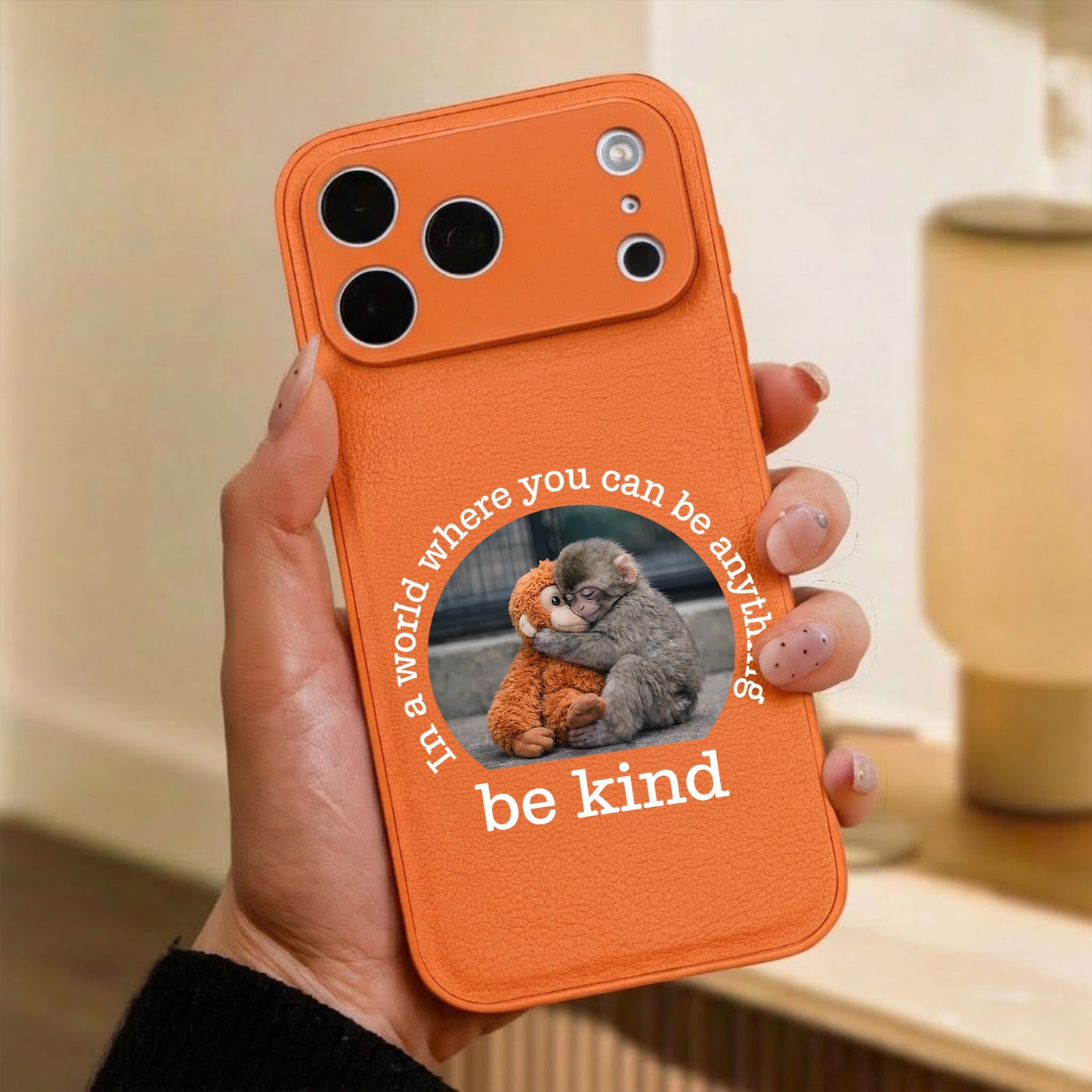 Baby Punch Monkey - Be Kind, Punch The Abandoned Baby Monkey Gift For Animal Lover - Leather Phone Case