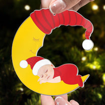 Baby Sleeping On The Moon - Personalized Acrylic Photo Ornament