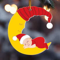 Baby Sleeping On The Moon - Personalized Acrylic Photo Ornament