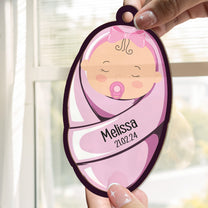 Baby Swaddle - Personalized Window Hanging Suncatcher Ornament