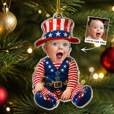 Baby First Christmas 250Th Anniversary Custom Photo - Personalized Ornament