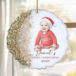 Baby-First-Christmas-Custom-Photo-Watercolor-Style-Milestone-Keepsake-Personalized-Resin-Ornament