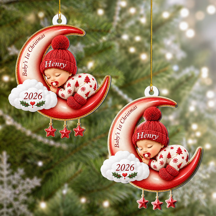 Baby-First-Christmas-Gifts,-Cute-Baby-Sleeping-On-Moon-3D-Relief-Personalized-Ornament-2
