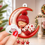 Baby-First-Christmas-Gifts,-Cute-Baby-Sleeping-On-Moon-3D-Relief-Personalized-Ornament-3