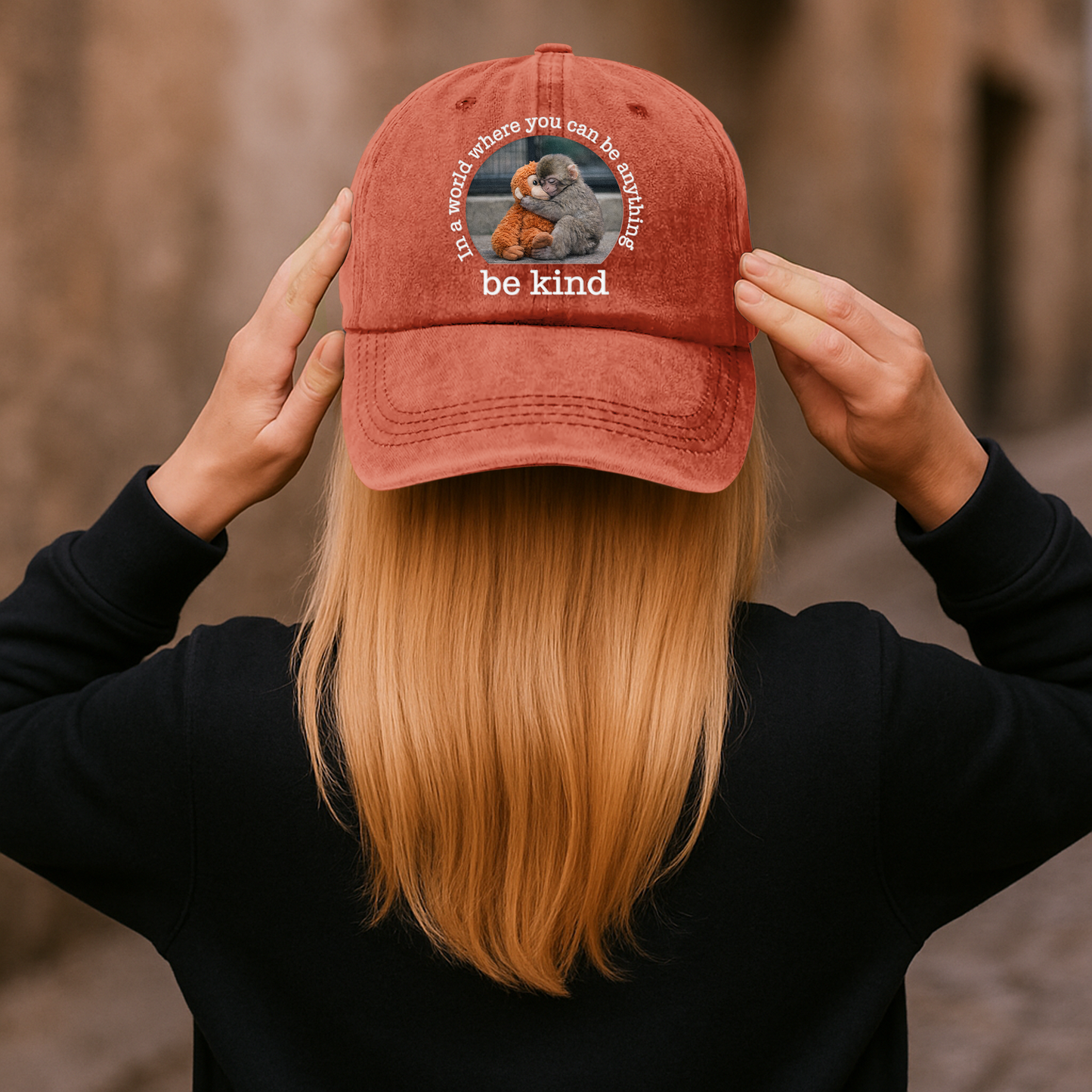 Baby-Punch-Monkey-Be-Kind,-Punch-The-Abandoned-Baby-Monkey-Gift-For-Animal-Lover-Cap-3