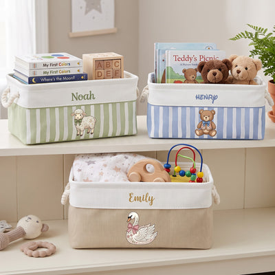 Baby Storage Toy Basket Custom With Name, Nursery Organizer - Personalized Storage Basket
