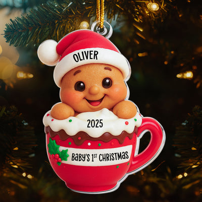 Baby's 1st Christmas Cute Little Gingerbread - Personalized Acrylic Ornament