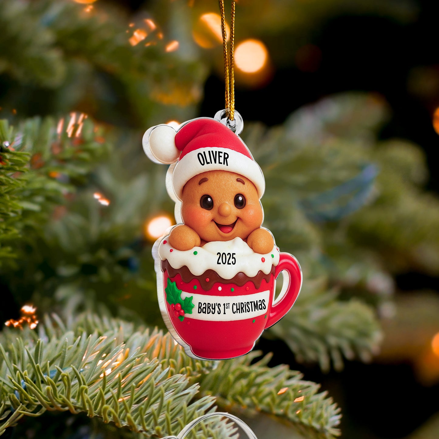 Baby's 1st Christmas Cute Little Gingerbread - Personalized Acrylic Ornament