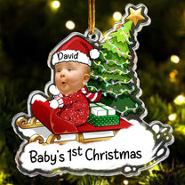 Baby's 1st Christmas Sled - Gifts For 1st, 2nd, 3rd Xmas Kid - Personalized Acrylic Photo Ornament