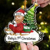 Baby's 1st Christmas Sled - Gifts For 1st, 2nd, 3rd Xmas Kid - Personalized Acrylic Photo Ornament