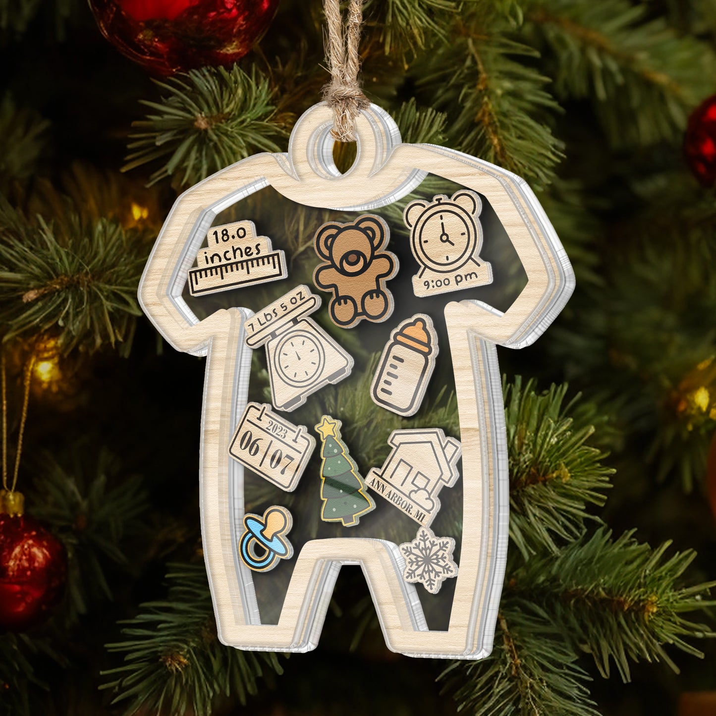 Baby's First Christmas For Grandchild, New Parents - Personalized Shaker Ornament