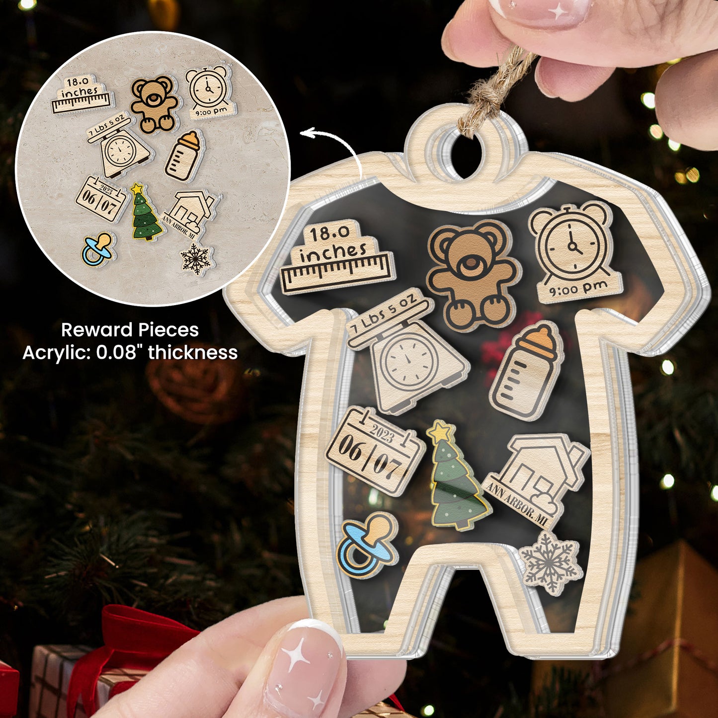 Baby's First Christmas For Grandchild, New Parents - Personalized Shaker Ornament