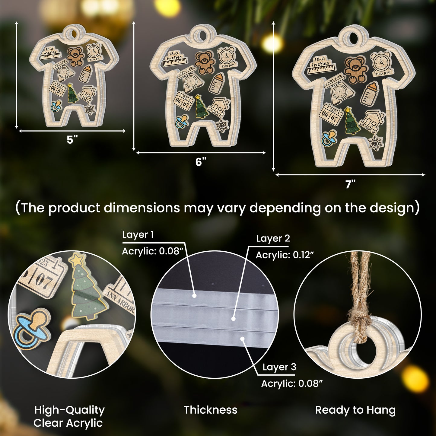 Baby's First Christmas For Grandchild, New Parents - Personalized Shaker Ornament