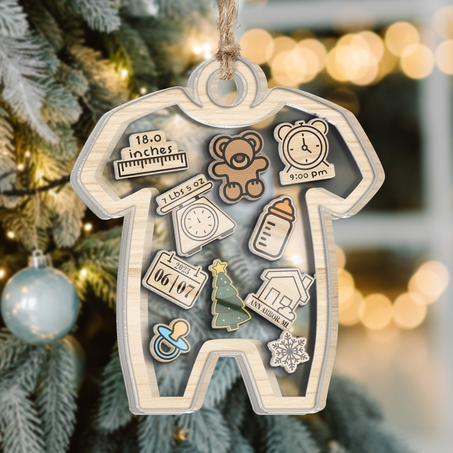 Baby's First Christmas For Grandchild, New Parents - Personalized Shaker Ornament