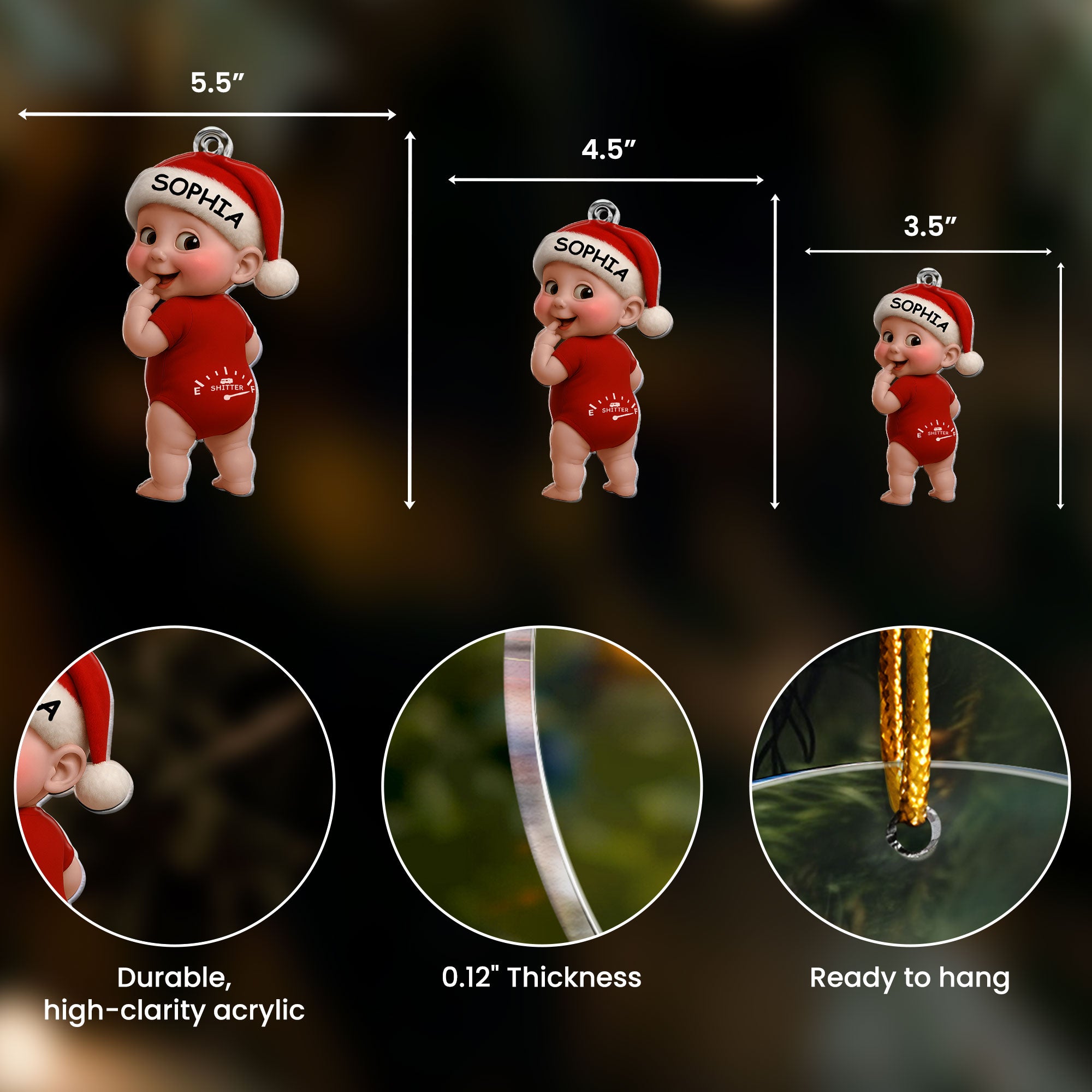 Baby’s First Christmas Funny Baby Sh!Tter Full - Personalized Acrylic Ornament
