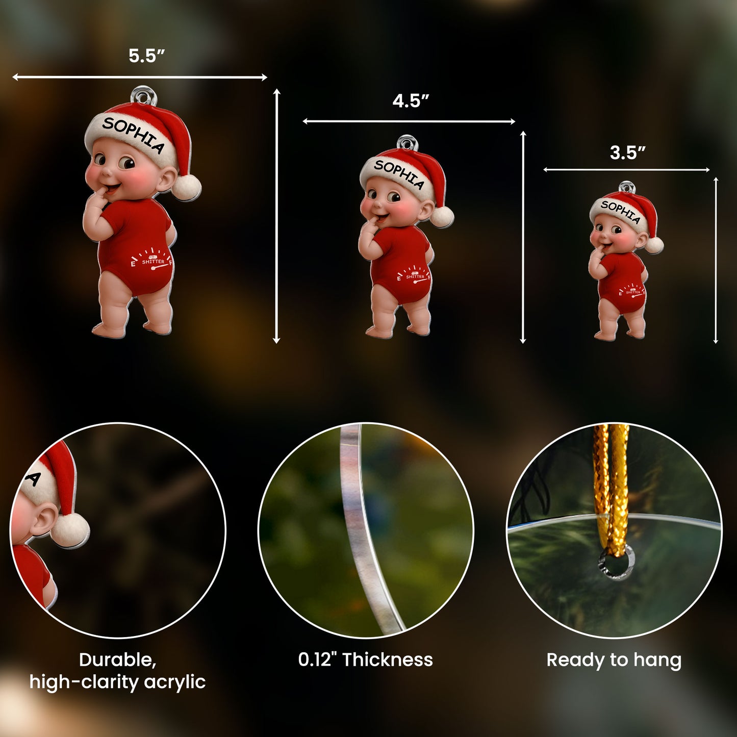 Baby’s First Christmas Funny Baby Sh!Tter Full - Personalized Acrylic Ornament