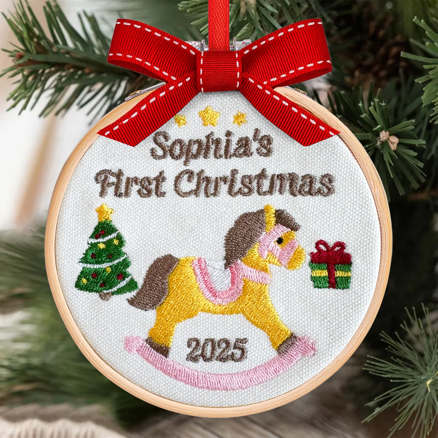 Baby's First Christmas Newborn Gift - Personalized Embroidered Ornament