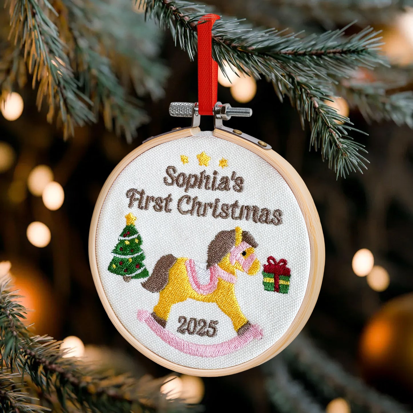 Baby's First Christmas Newborn Gift - Personalized Embroidered Ornament