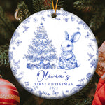 Baby's First Christmas Toile De Jouy - Personalized Ceramic Ornament