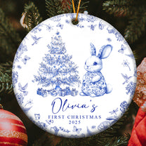 Baby's First Christmas Toile De Jouy - Personalized Ceramic Ornament