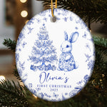 Baby's First Christmas Toile De Jouy - Personalized Ceramic Ornament