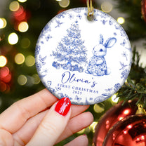 Baby's First Christmas Toile De Jouy - Personalized Ceramic Ornament