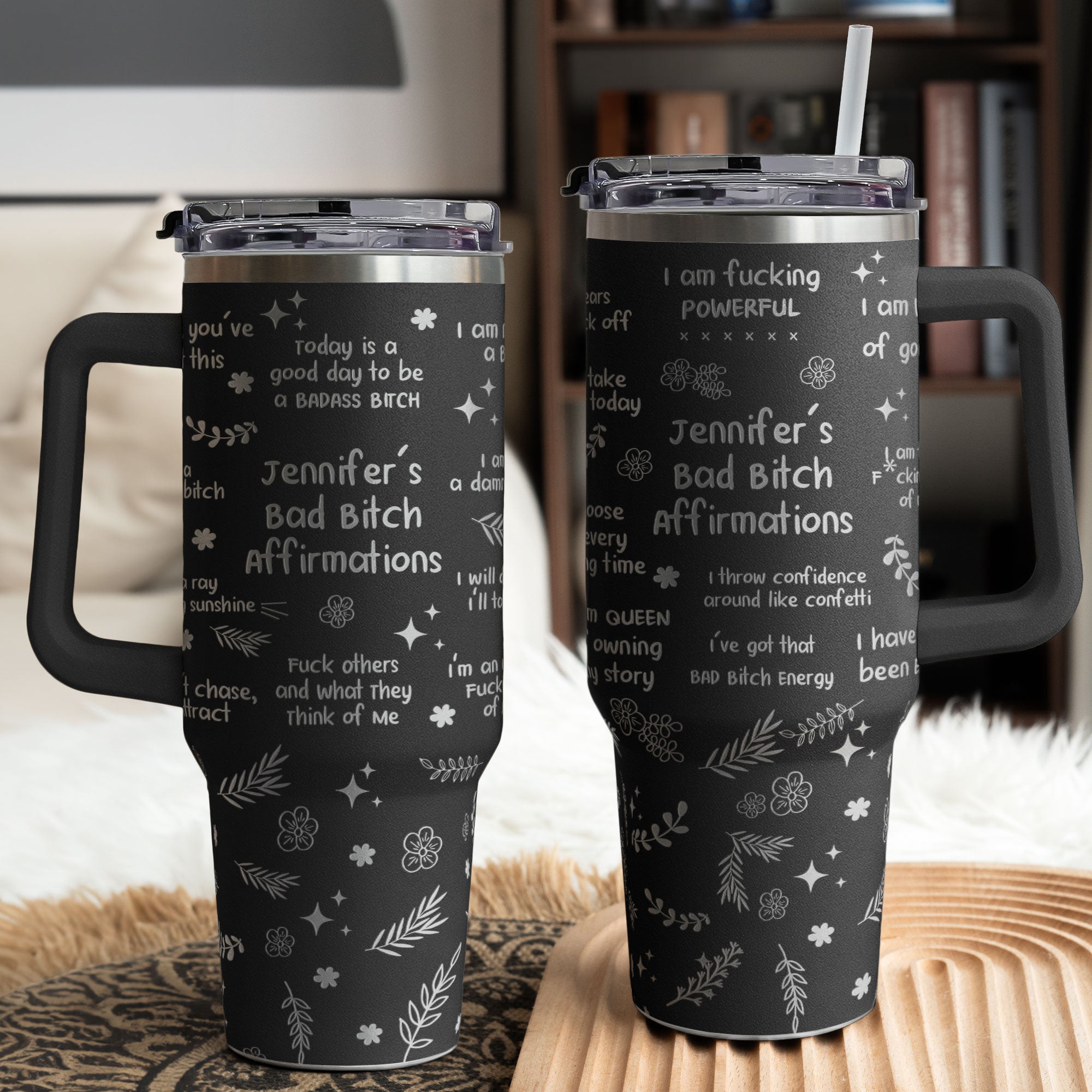 Bad B*tch Affirmations - Funny Gifts For Coworkers, Friends - Personalized 40oz Tumbler