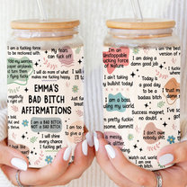 Bad B*Tch Affirmations - Funny Gifts For Coworkers, Friends, Self Gift - Personalized Clear Glass Cup