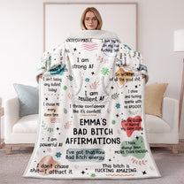 Bad B!tch Affirmations - Personalized Wearable Blanket With Sleeves