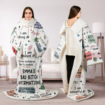 Bad B!tch Affirmations - Personalized Wearable Blanket With Sleeves