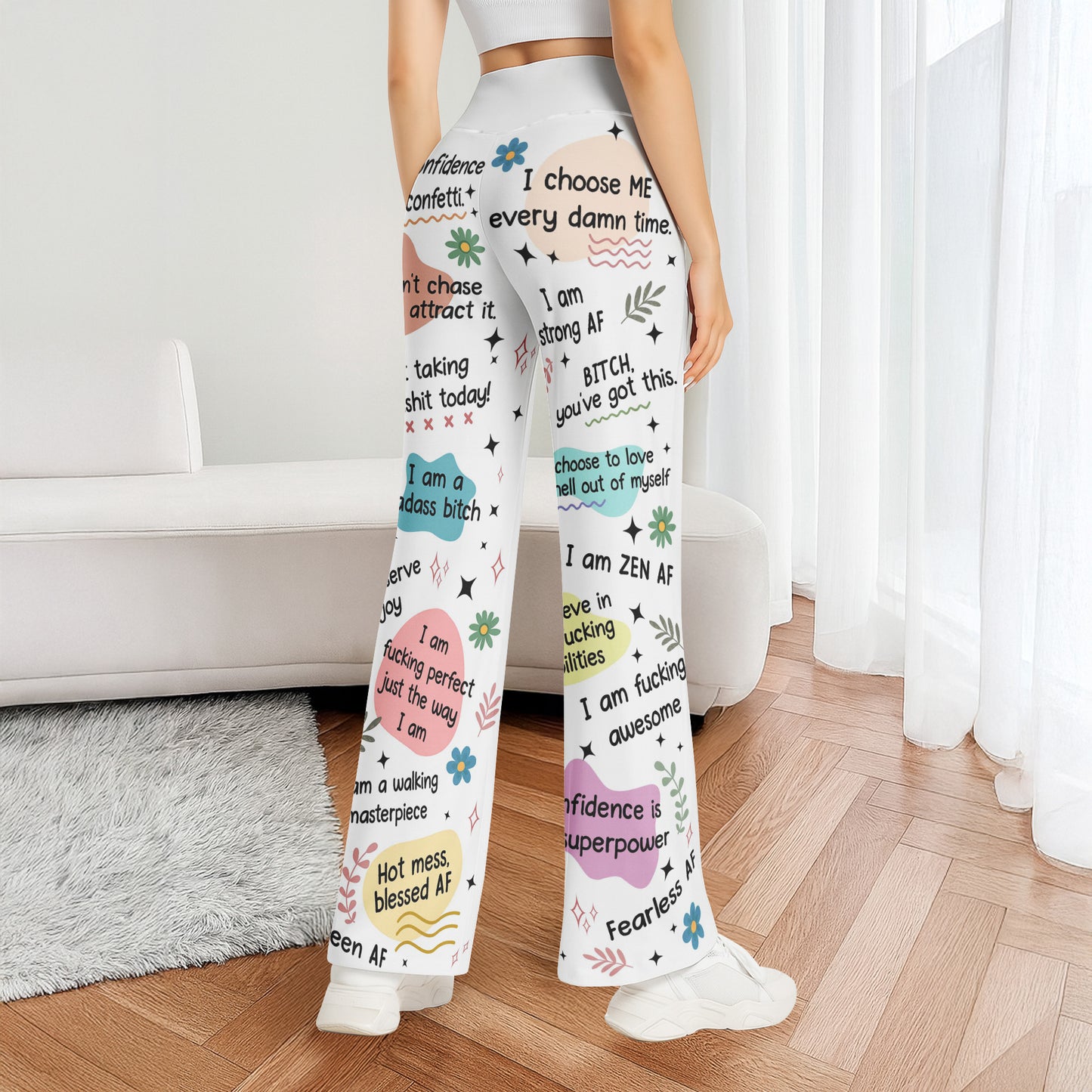 Bad B*tch Affirmation - Personalized Wide Leg Pants