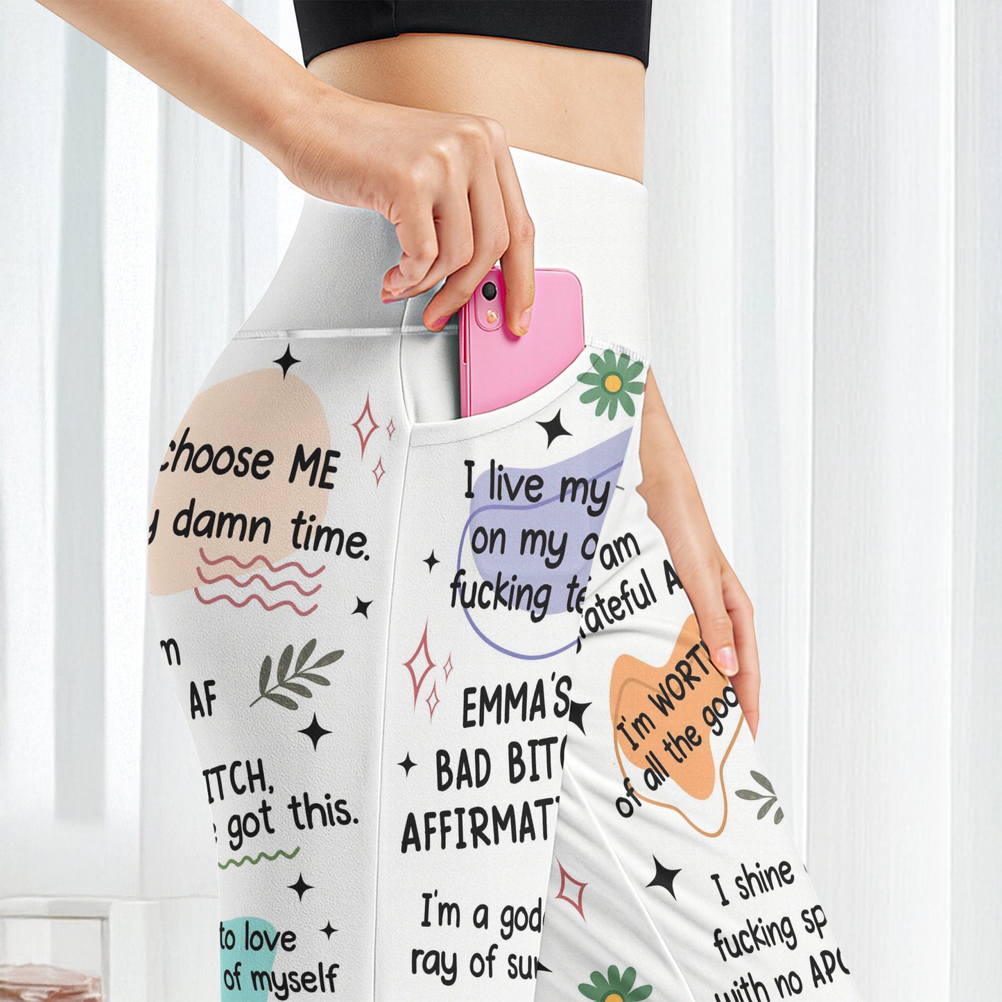 Bad B*tch Affirmation - Personalized Wide Leg Pants
