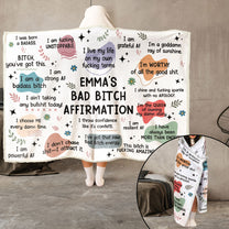 Bad B*tch Affirmations Blanket - Personalized Wearable Blanket Hoodie