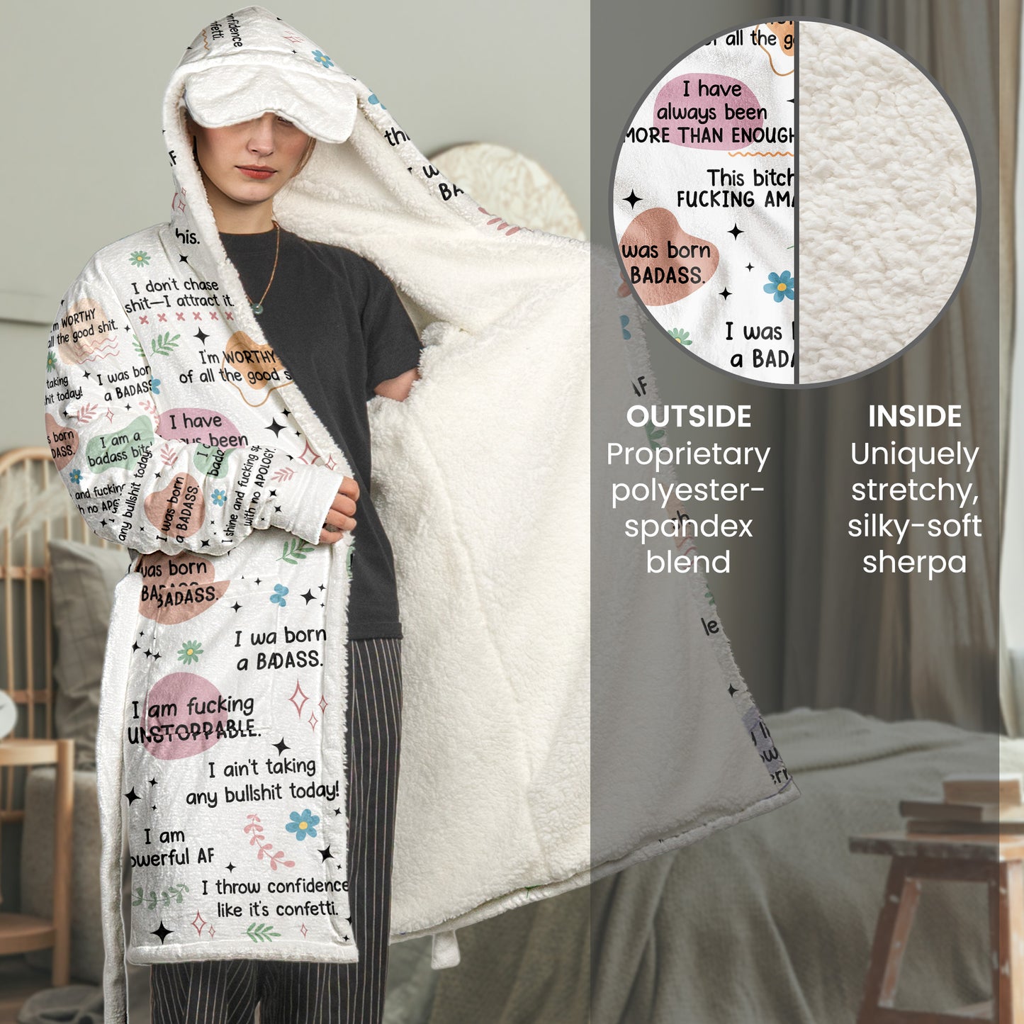 Bad B*tch Affirmations - Personalized Hooded Robe