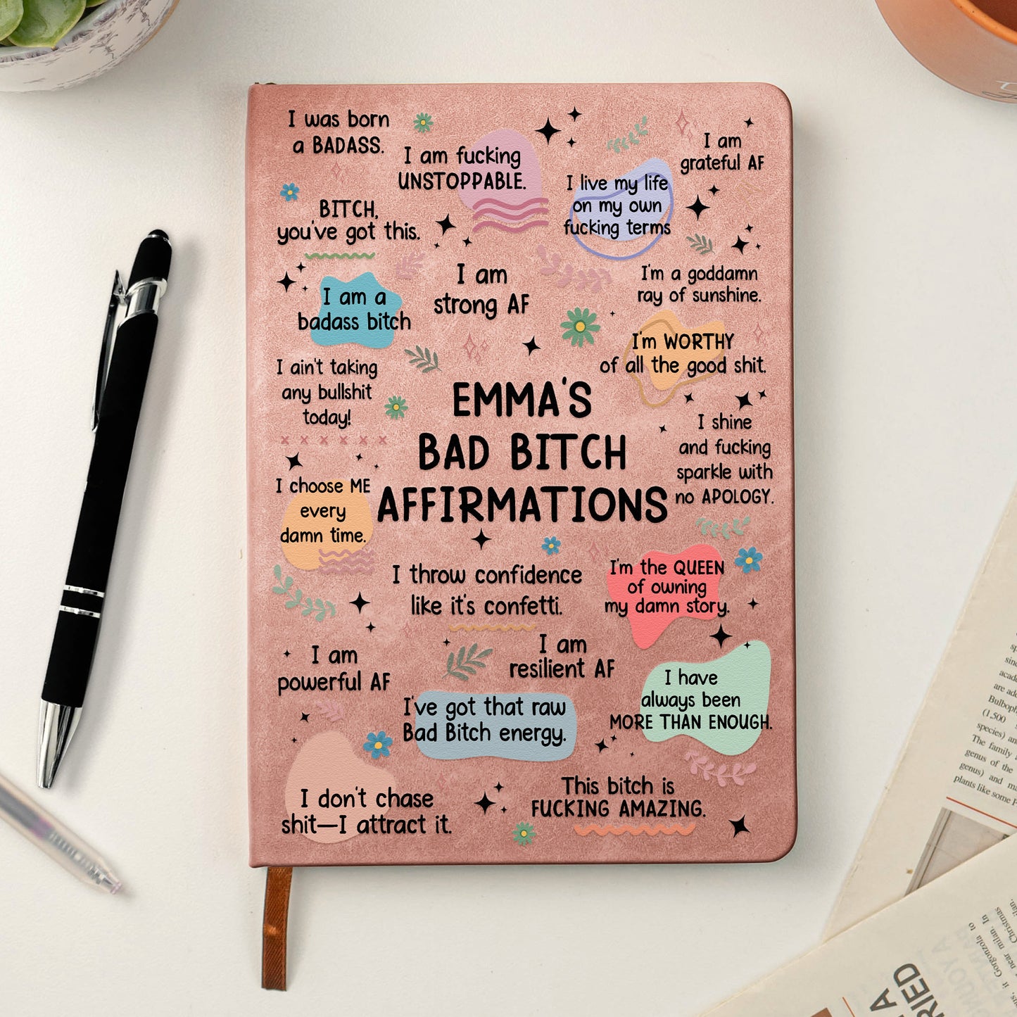 Bad B*tch Affirmations - Personalized Leather Journal